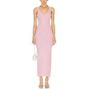 Enza Costa Stretch Pink Silk Knit Maxi Tank Dress Size L